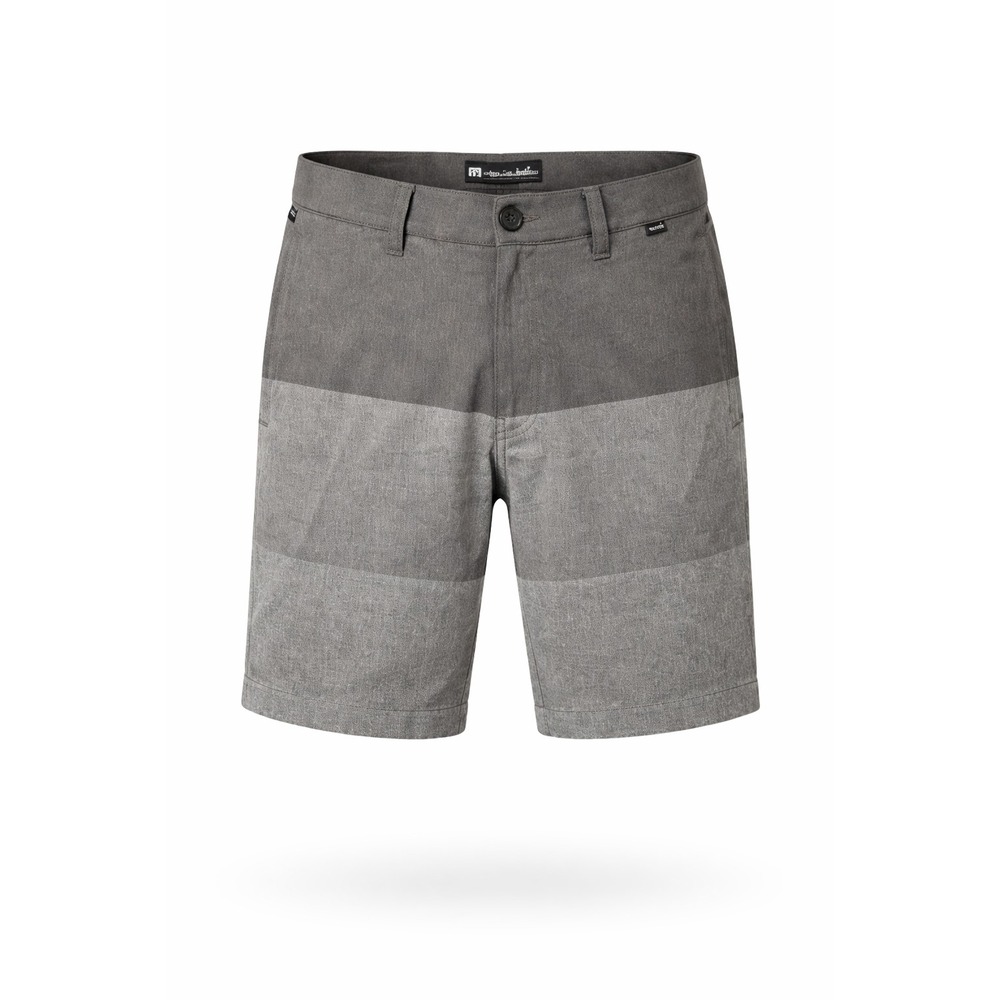 Travis Mathew Why Worry Hybrid Shorts Mens 34 Gray Colorblock Stripe Board Surf